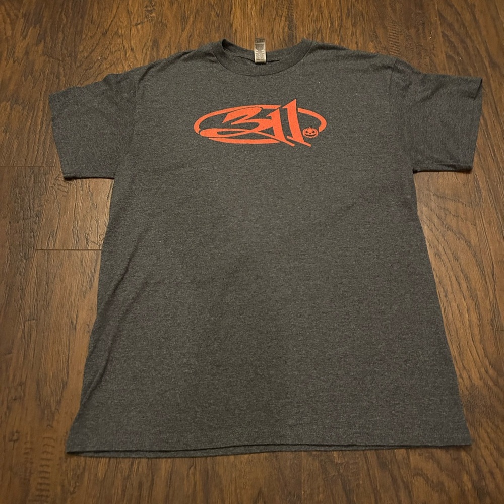 Official 311 Grey Gray Orange Logo T Shirt Halloween Pumpkin Size Medium